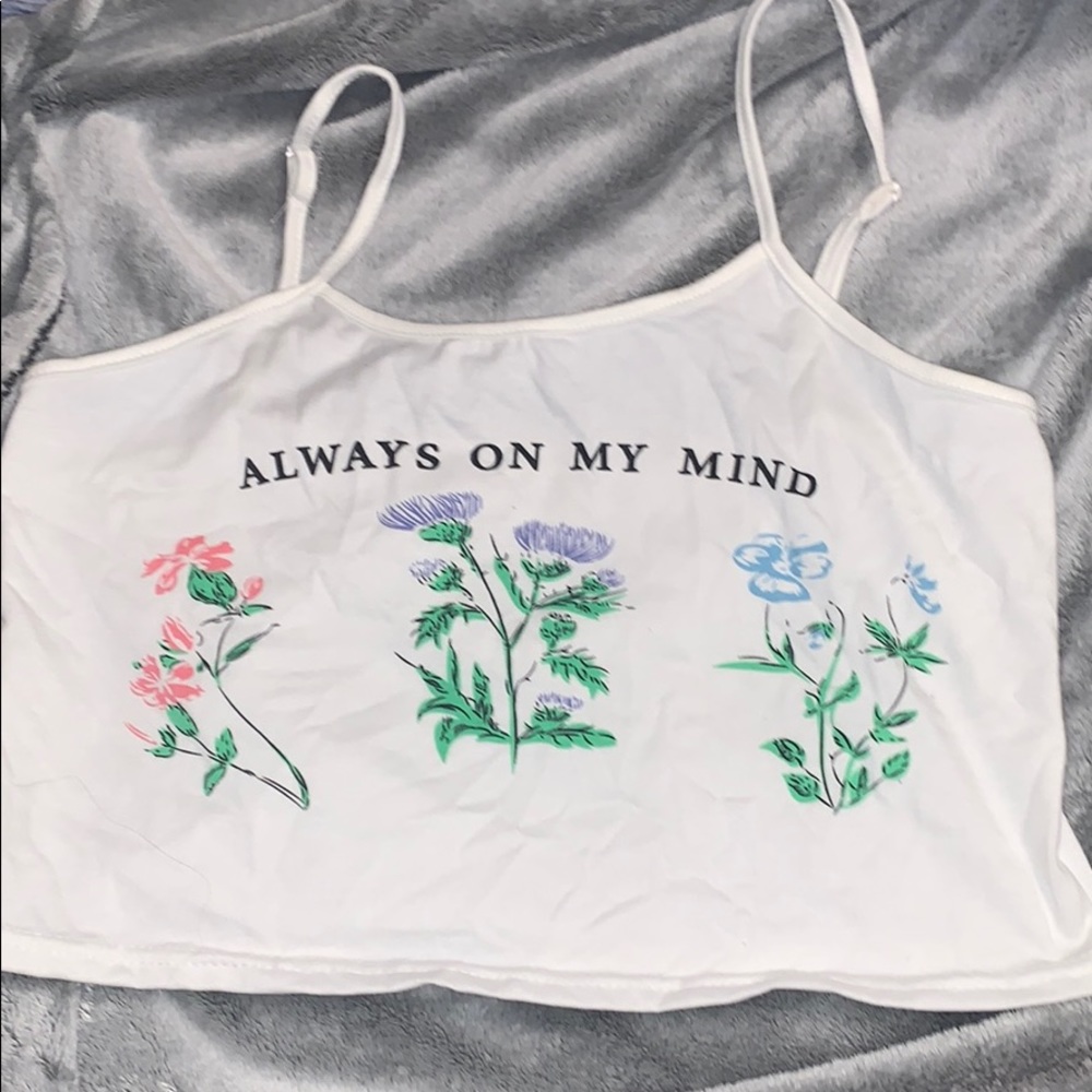 SHEIN White Graphic Crop Top LARGE